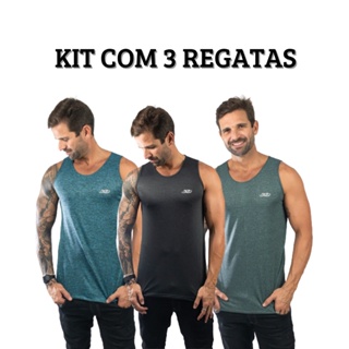 Kit de Regatas com 3 camisetas Dry-fit Treino Praia