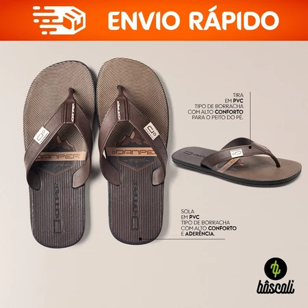 Chinelo danper sandália de dedo adulto masculino original café barcelona