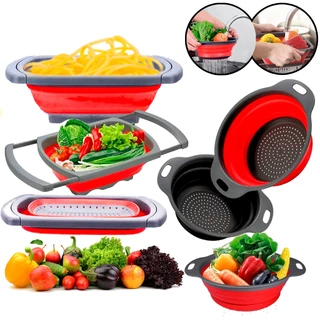Escorredor De Alimentos Retrátil Dobrável Silicone Redondo Ou Quadrado Multiuso Louça Prático Rápido em Oferta na Shopee
