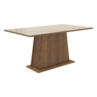 Mesa Madesa Retangular Tampo de Vidro 5364 - Rustic/Crema em Oferta na Shopee