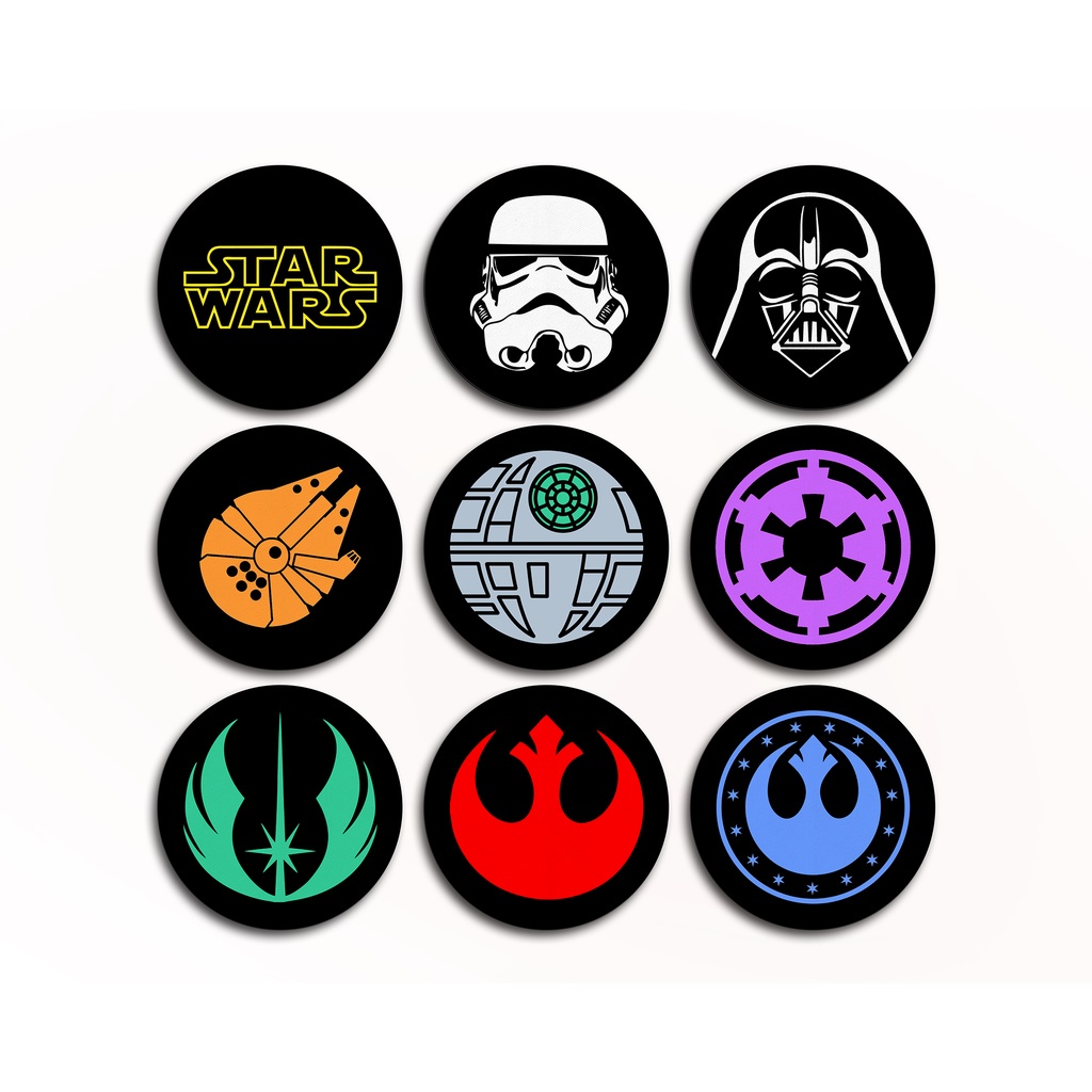 Porta Copo Descanso de Copo Bolacha Coleção Geek Saga Star Wars Ordem Jedi Nova República Neoprene 9cm