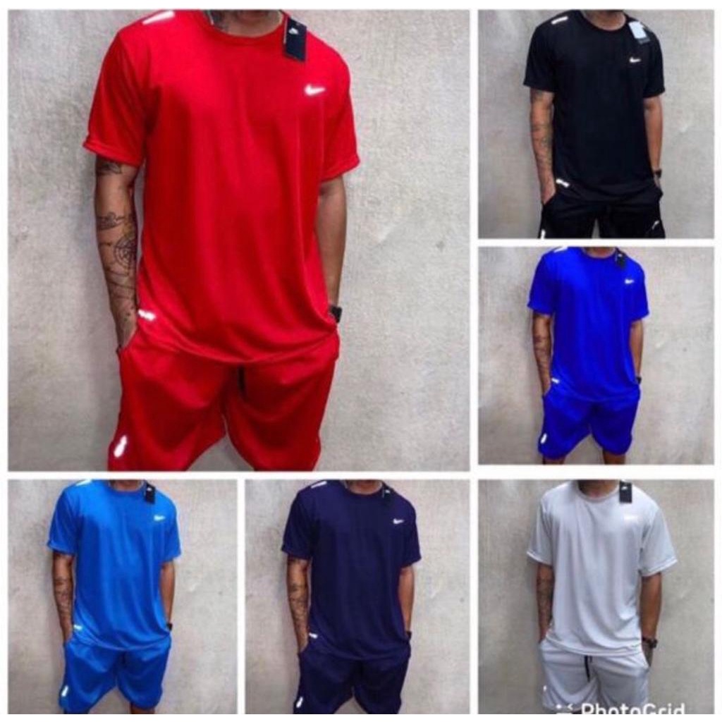 Kit Bermudas Masculinas Esportiva Academia + Camisetas Masculinas Dry Fit - Conjunto