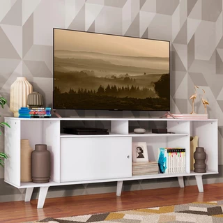 Rack para TV até 65 Polegadas Madesa Cancun com Pés - Branco