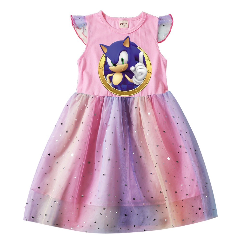 Fantasia Sonic Rosa Infantil Vestido Amy Rose Com Máscara P 2-4