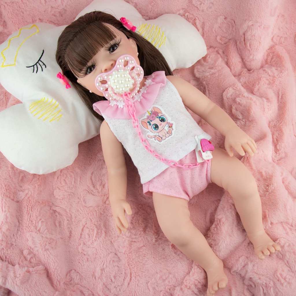 Bebe Reborn 57 Cm Menino Henrique Silicone + Brinde