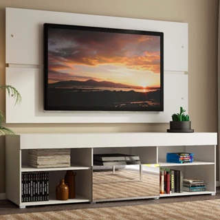 Rack com Painel para TV até 65 Polegadas Madesa Dublin 1 Porta com Espelho - Branco