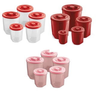 Conjunto 5 Potes De Porta Mantimentos Tampa De Rosca Resistente Uz