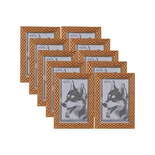 KIT 10 PORTA RETRATO DOURADO 10X15 PVC ALTO RELEVO