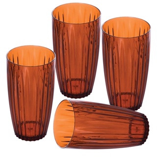 Conjunto 4 Copos Plasútil 510 ml Lapidado Caramelo