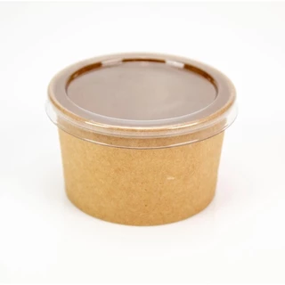 Pote Polipapel 100ml Kraft Biodegradável + Tampas 100 UN