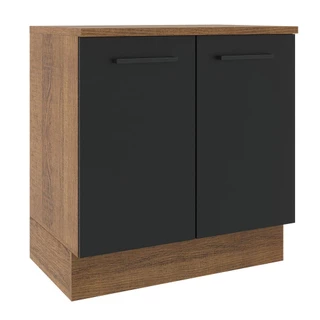 Balcão Armário de Cozinha 80 cm 2 Portas Rustic/Preto Agata Madesa em Oferta na Shopee