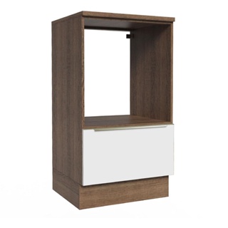 Balcão para Forno e Micro-Ondas Madesa Lux 60 cm 1 Porta (Com Tampo) - Rustic/Branco Veludo