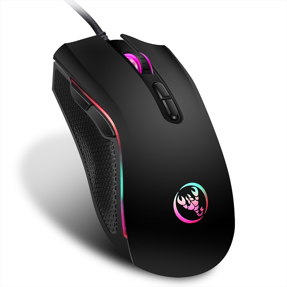 Rato Para Jogos Com Fio HXSJ A869 3200DPI 7 Botões 7 Mouse Óptico LED Colorido Pro Gamer