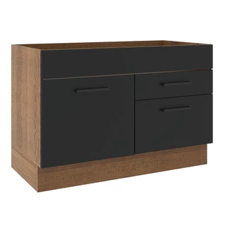 Balcão de Pia Cozinha 1 Porta e 2 Gavetas Rustic/Preto Agata Madesa em Oferta na Shopee