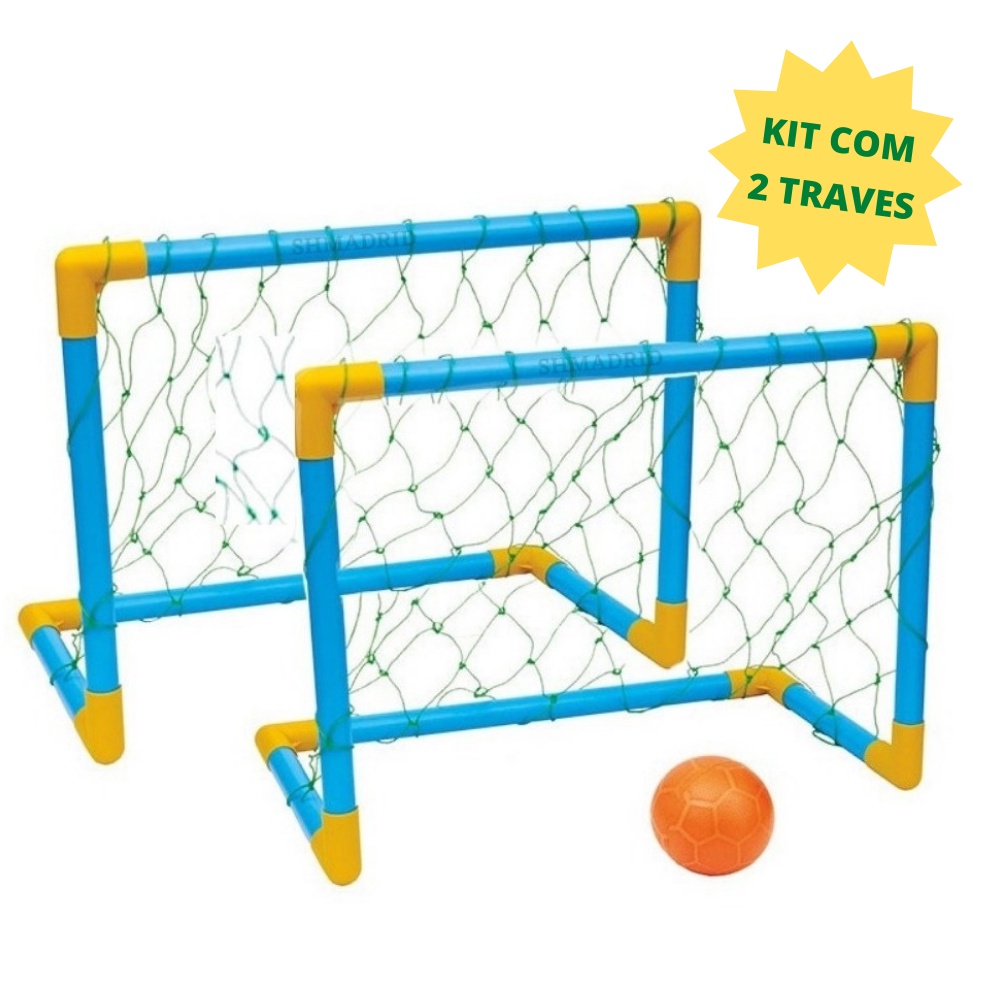 Kit 2 Mini Traves de Futebol Infantil com Rede e Bola - Golzinho Brinquedos Futebol