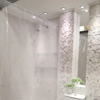 Cortinas para Box de Banheiro Transparente e Estampada Com Ganchos Plástico 100% POLIETILENO PERFETTO