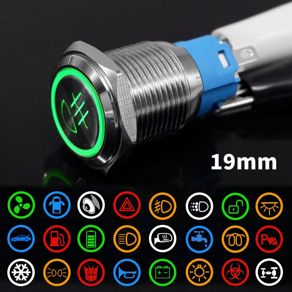 Interruptor De Botão De Pressão Metálico De 19mm Com Trava De Fios Painel De Escotilhamento Não Fixo ON OFF Para Carro 12V 24V