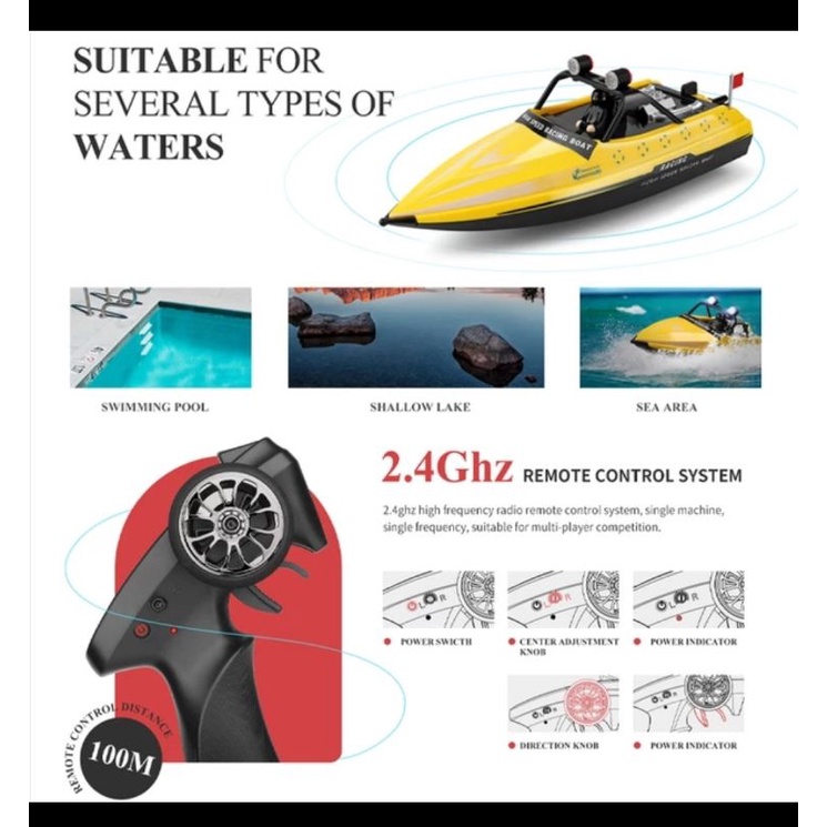 HUIOP WL917 Bateaux télécommandés RC 2,4 GHz RC Jet Boat 16 km/h RC Bateau cadeau pour adultes Sac de rangement Bateau à grande vitesse RC