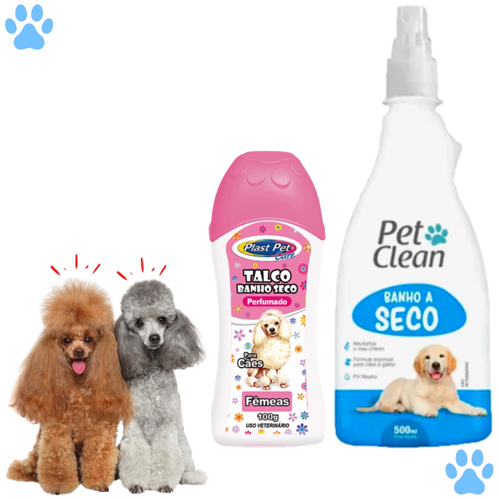 Banho a Seco sem Enxágue 500ml Pet Clean + Talco para Cachorro 100g Pet ...