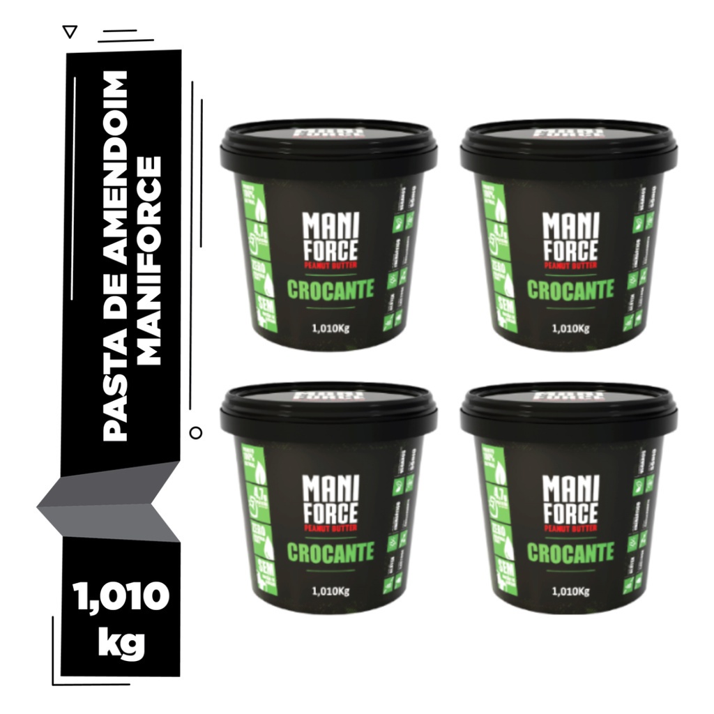 Kit 04x Maniforce Pasta De Amendoim Crocante 100% Amendoim - 1,010Kg