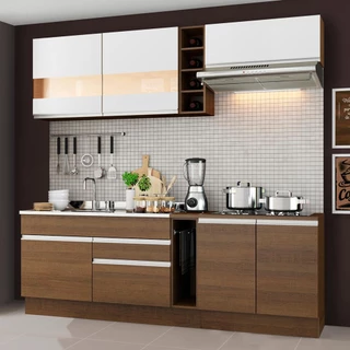 Cozinha Completa Madesa Parma com Armário e Balcão (Sem tampo e Pia) - Rustic/Rustic/Branco em Oferta na Shopee