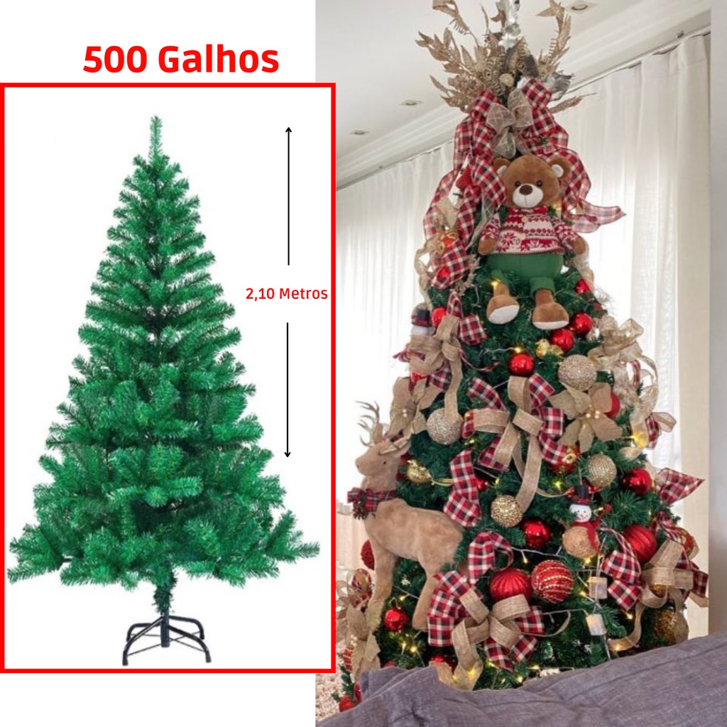 Árvore De Natal Grande 2,10 Metros Arvore Natal 500 Galhos Natal Decoração Verde Pinheiro