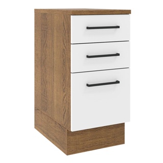 Balcão Madesa Agata 40 cm 3 Gavetas - Rustic/Branco