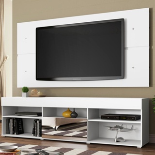 Rack com Painel para TV até 65 Polegadas Madesa London 1 Porta com Espelho - Branco
