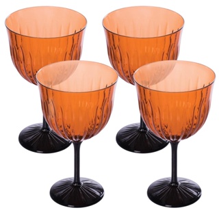 Conjunto 4 Taças Gin Plasútil 560 ml Lapidada Caramelo