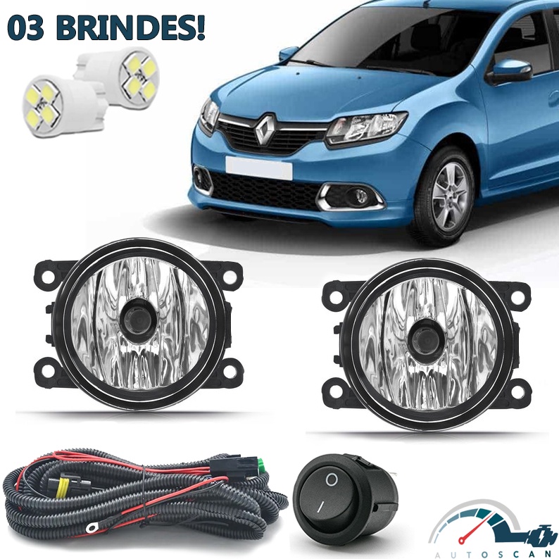 Kit Farol De Milha Neblina Logan Sandero 2015 2016 2017 2018 2019