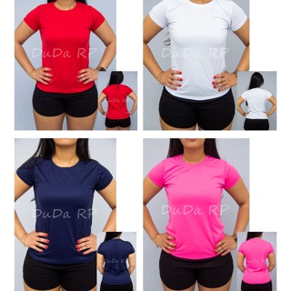 Camiseta Dry Fit Feminina Baby Look Poliéster Academia Corrida