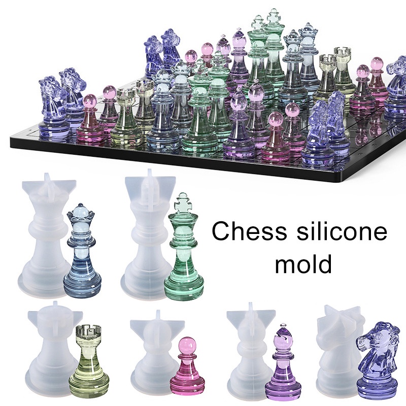 Molde de xadrez para resina de silicone resina de xadrez molde de xadrez  cristal epóxi moldes de fundição para fazer aniversário
