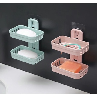 Porta Sabonete Saboneteira de Plastico Com Adesivo Para Dupla uso Domestico Para Parede De Casa Banho Banheiro Shampoo 15,5 x 8 x 13 cm