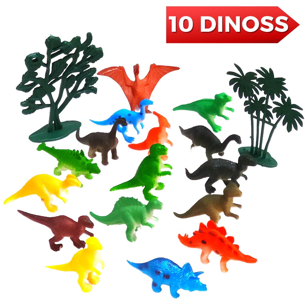 10 Dinossauro Brinquedo Borracha Miniatura Jurassic Animais Pequenos ...