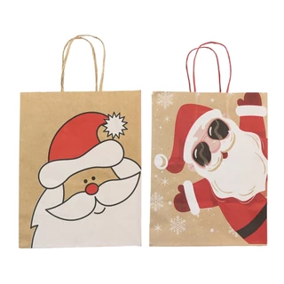 Sacola de Papel Kraft de Natal Papai Noel com 30 Unidades