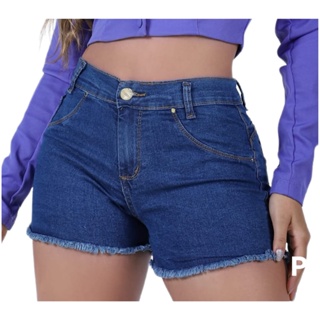 Short Jeans Feminino Cintura Alta Desfiadinho Cos Alto Destroyed