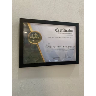 Moldura para Certificado / Diploma tamanho 29,7x21/A4 cm com Eucatex e Acetato