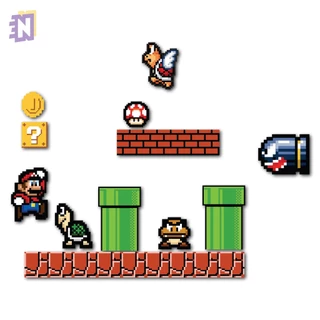 Ima de Geladeira Super Mario Bros 1-1 Nintendo - Kit 12 Peças