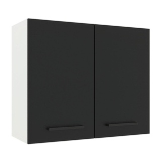 Armário Aéreo Madesa Agata 80 cm 2 Portas - Branco/Preto