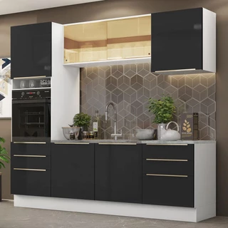 Cozinha Completa Madesa Lux 240002 com Armário e Balcão - Branco/Preto em Oferta na Shopee
