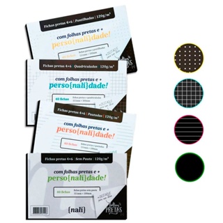 Fichas NALÍ Preta 4 x 6 120g/m2 c/ 40 Folhas - UN/KIT