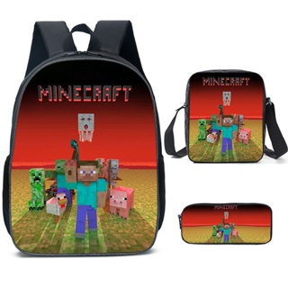 Minecraft Mochila Jogos de desenhos animados 3pcs Mochilas Escola Para  Meninas Meninos Set Primário Kid Alunos Alívio de Carga Mochilas