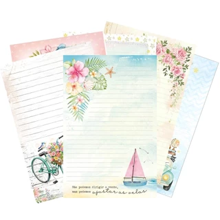 Kit de Papéis de Carta com 5 fls Diversos Litoarte