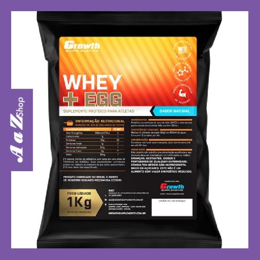 Whey Egg Growth Sabor Natural 1 kg (Whey Protein Concentrado 80