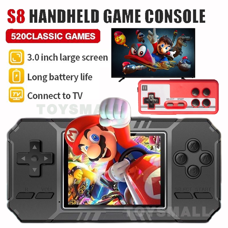 [ 24 Fast Delivery] S8 Game Console 520 Retro Video Game Console Game Player Portátil De 3.0 Polegadas Saída Av Jogador Handheld Presente Para As Crianças Natal Com Mario Bros