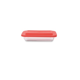Assadeira de vidro com tampa Brinox Cheff 1 litro Vermelho