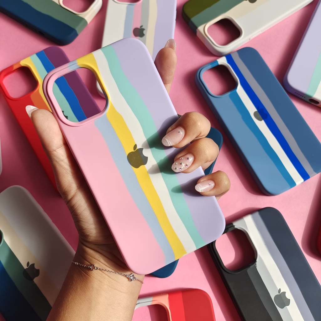 Capa iPhone 12 Pro Max Silicone Aveludada Arco Íris – Eu Que Fiz