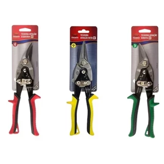 Kit 3 Tesoura Funileiro Aviação Profissional: Cote Reto -Corte à Direita - Corte à Esquerda - Original Corneta