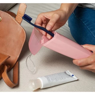 Estojo Porta Escova de Dente e Creme Dental Portátil Para Bolsa Academia Viagem Verde