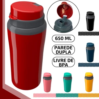 Copo Térmico Miami 650ml Com Tampa Parede Dupla Unitermi Squeeze Multiuso Fitness Água Suco Chá Café